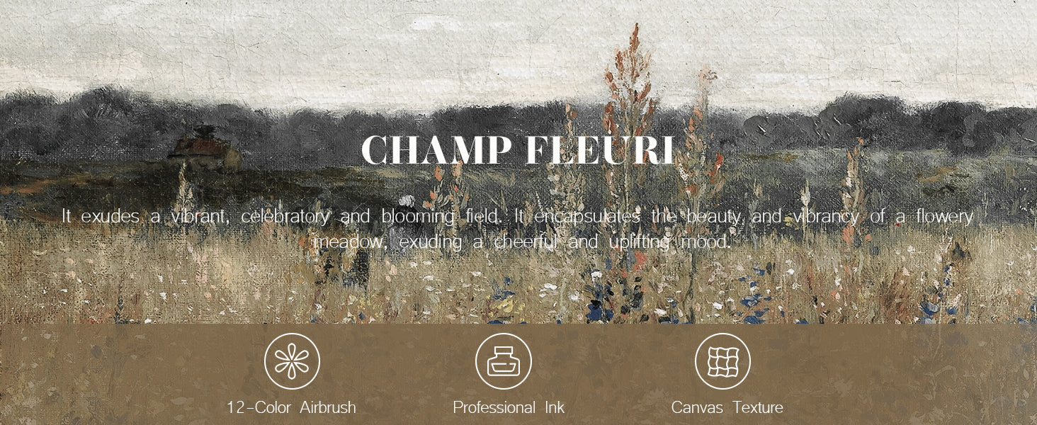 Framed Canvas Wall Art, Meadow with Flowers Painting, Landscape for Living Room, Bedroom, Home, Bathroom Decor, 8x10