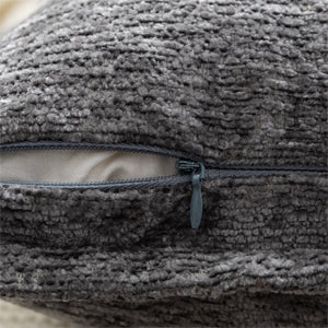 Grey Decorative Throw Pillow Covers 18x18 Inch Set of 2 Cozy Soild Chenille Cushion Cases Soft Textured Square Couch Pillows Cover Boho Accent Farmhouse Pillowcases for Sofa Bed