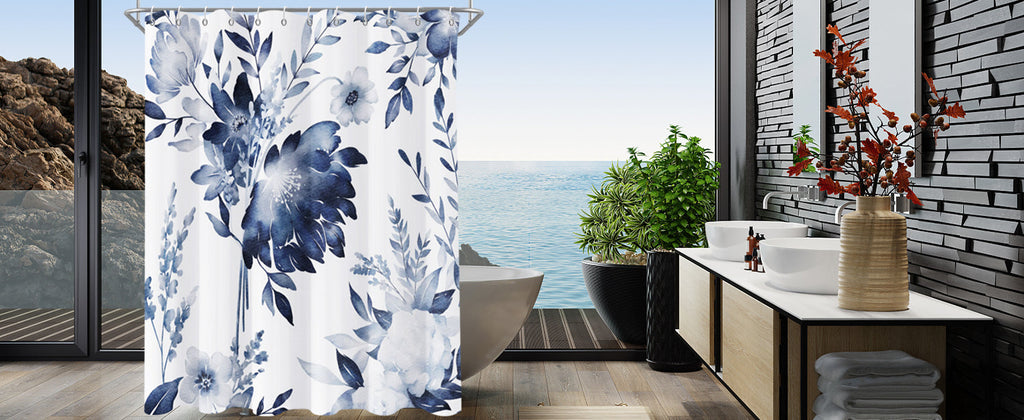 Shower Curtain Blue Eucalyptus Shower Curtains for Bathroom, Watercolor Leaf Shower Curtain Sets Waterproof Plant Shower Curtain Leaves Fabric Cloth Bathroom Curtains 72x72 inch with Hooks